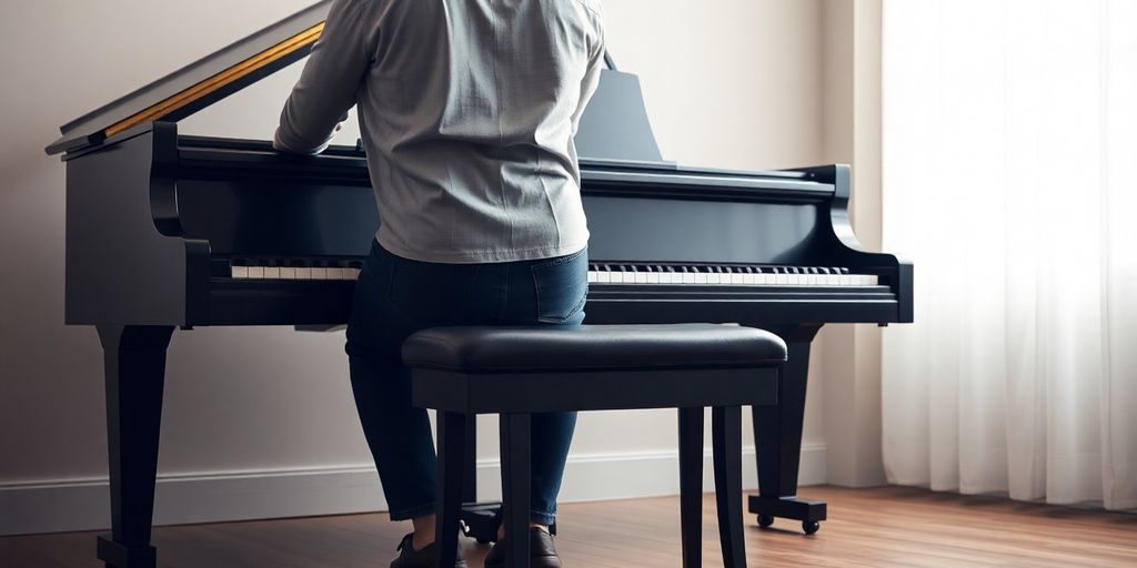 Ein Pianist mit idealer Sitzhaltung am Klavier.