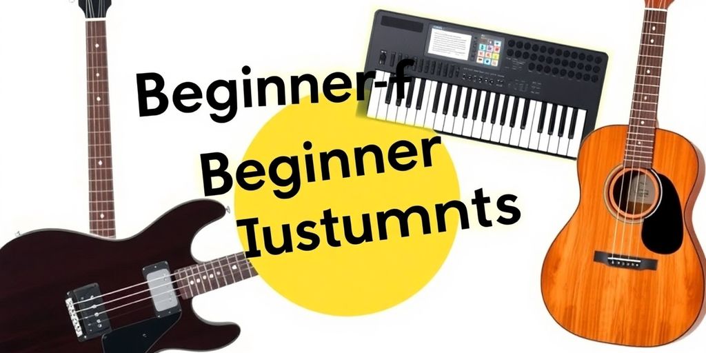 Eine Sammlung von Musikinstrumenten für Anfänger.